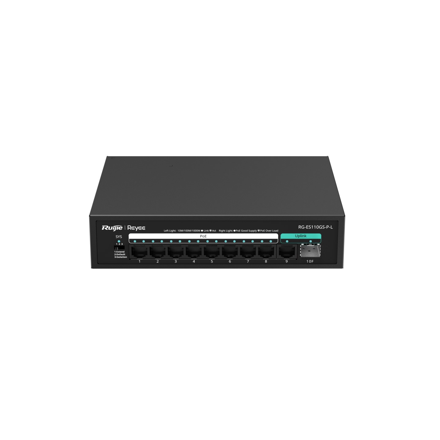 ruijie reyee RG-ES110GS-P-L, 10-Port 10/100/1000 Mbps Unmanaged PoE Switch