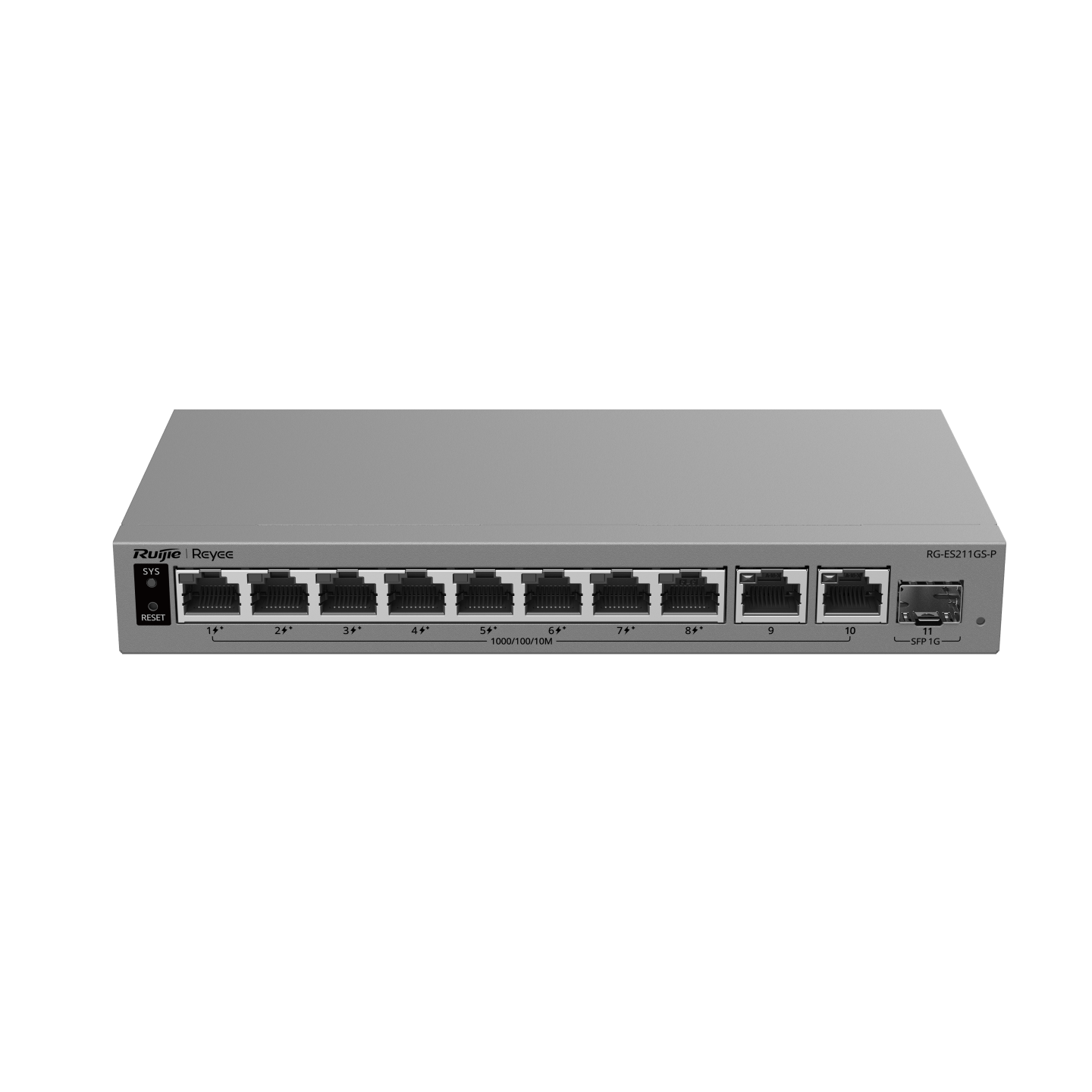 Ruijie Reyee RG-ES211GS-P, 10-Port Gigabit Smart Cloud-Managed PoE Switch with 1-Port SFP