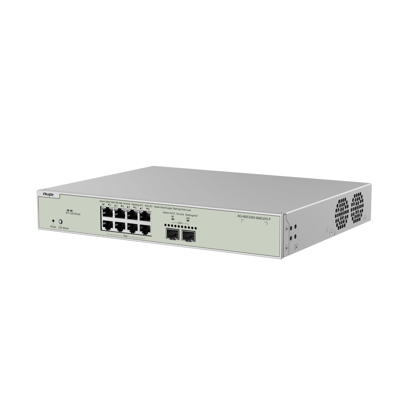 RG-NBS3300-8MG2XS-P, 8-Port Muti-Gigabit Layer 2 Managed Switch with 8 x PoE+ Ports, and 2 x SFP+ Uplink Ports - Image 8