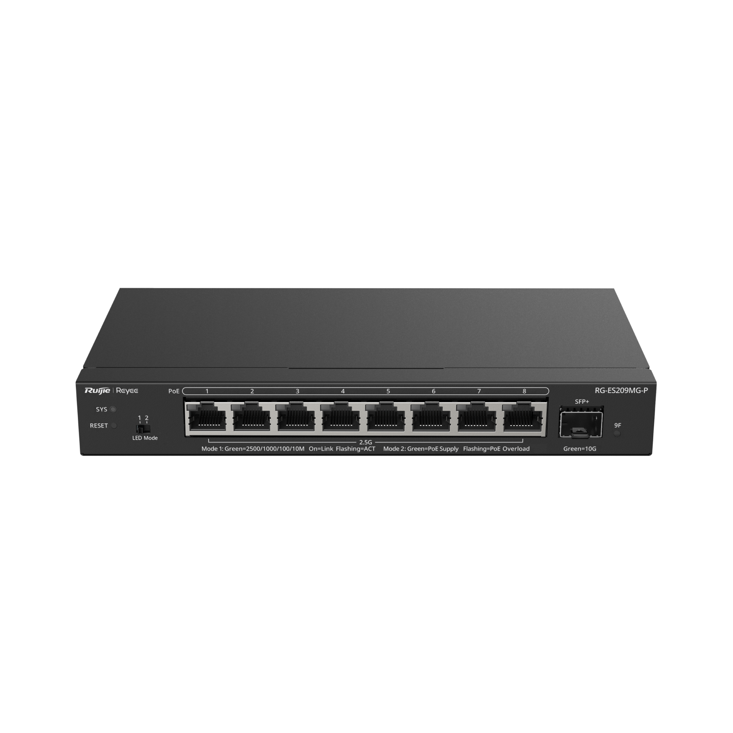 Ruijie Reyee RG-ES209MG-P, 8-Port 2.5G Cloud Managed PoE Switch, 1 x 10G Uplink