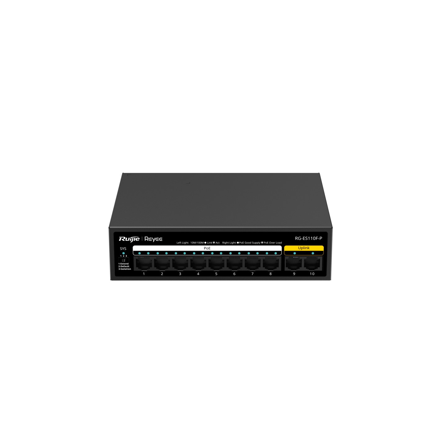 ruijie reyee RG-ES110F-P, 10-Port 10/100 Mbps Unmanaged PoE Switch