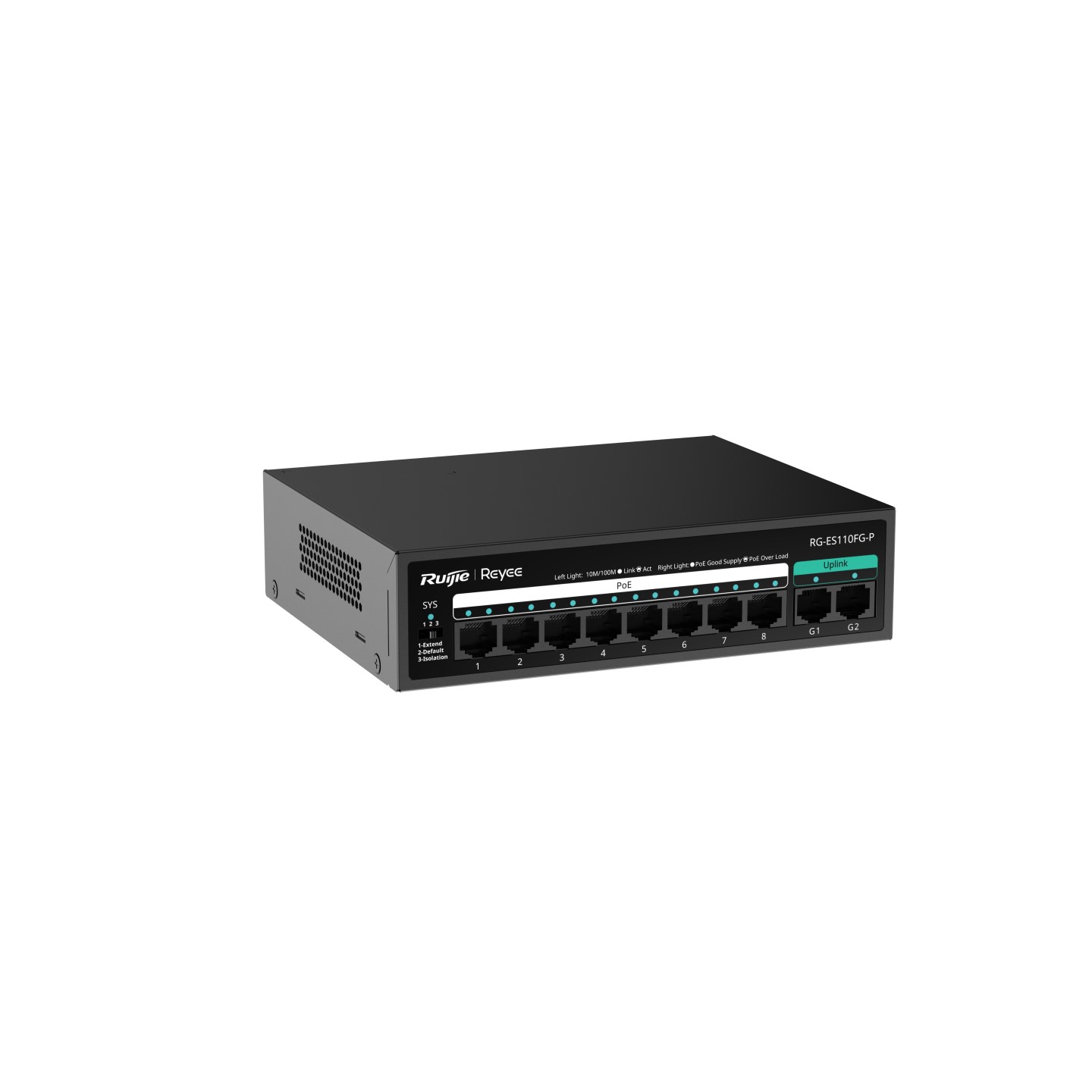 ruijie reyee RG-ES110FG-P, 8-Port 10/100 Mbps with 2-Port Gigabit Unmanaged PoE Switch - Image 6
